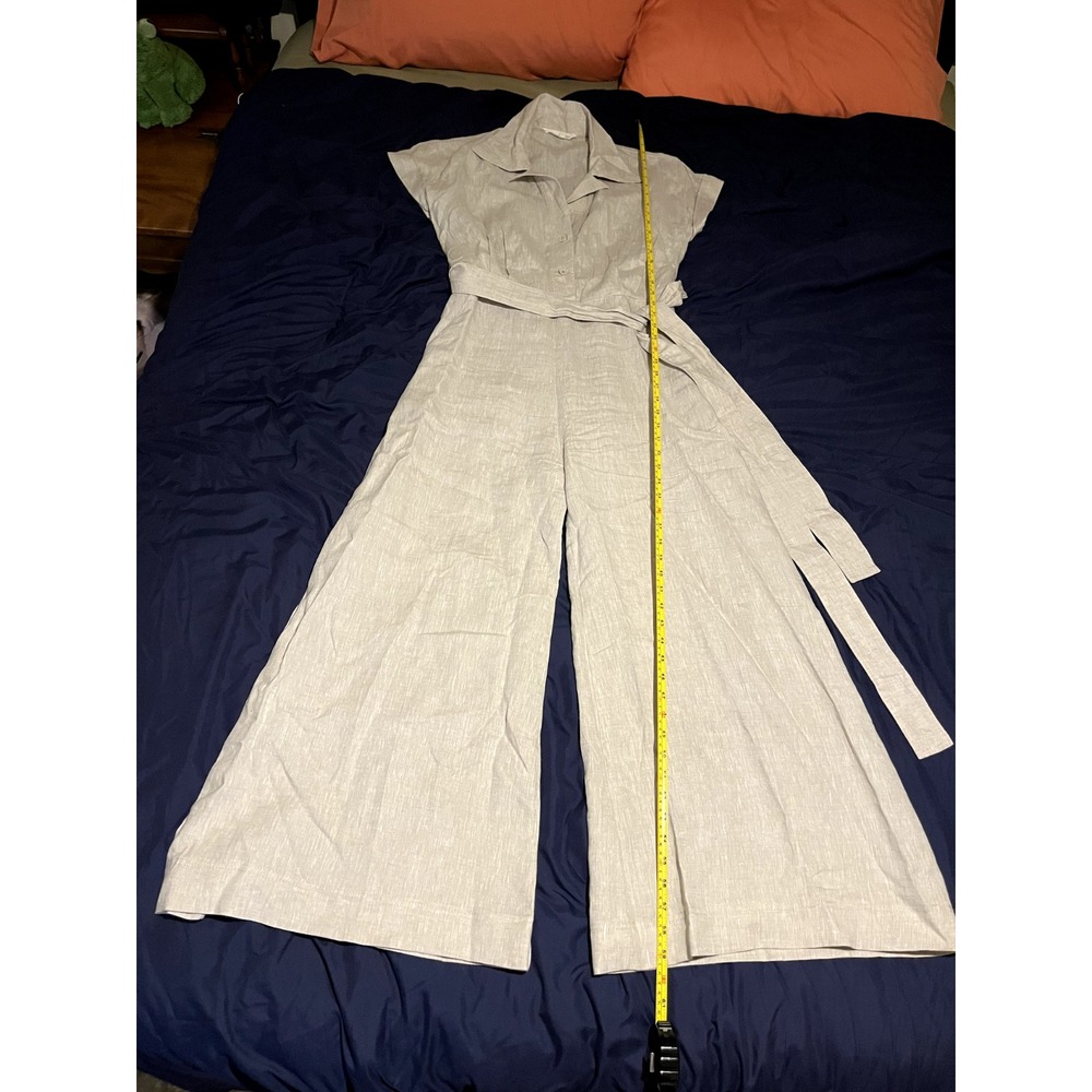 Mondo Corsini Teresa - Stone Linen Chambray Jumpsuit Medium Sells New for $320